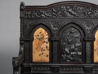 Cincinnati Art-Carved Bench with Inset Painted Panels, 1884