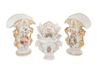 A Group of French Painted and Parcel Gilt Porcelain Articles