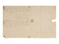 [ENSLAVEMENT]. Letter from Philadelphia regarding the return of a possible runaway slave. 1810.