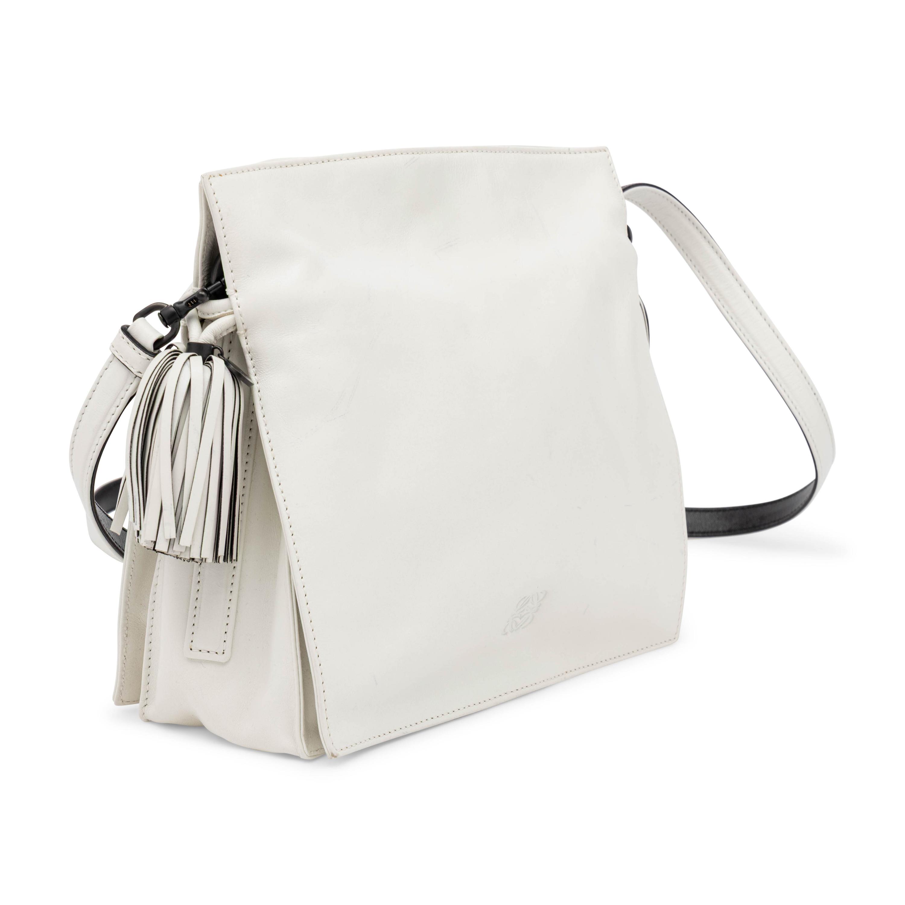 Loewe, Flamenco Tassel Bag in White Leather