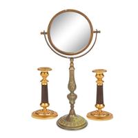A Pair of Gilt Metal Mounted Candlesticks