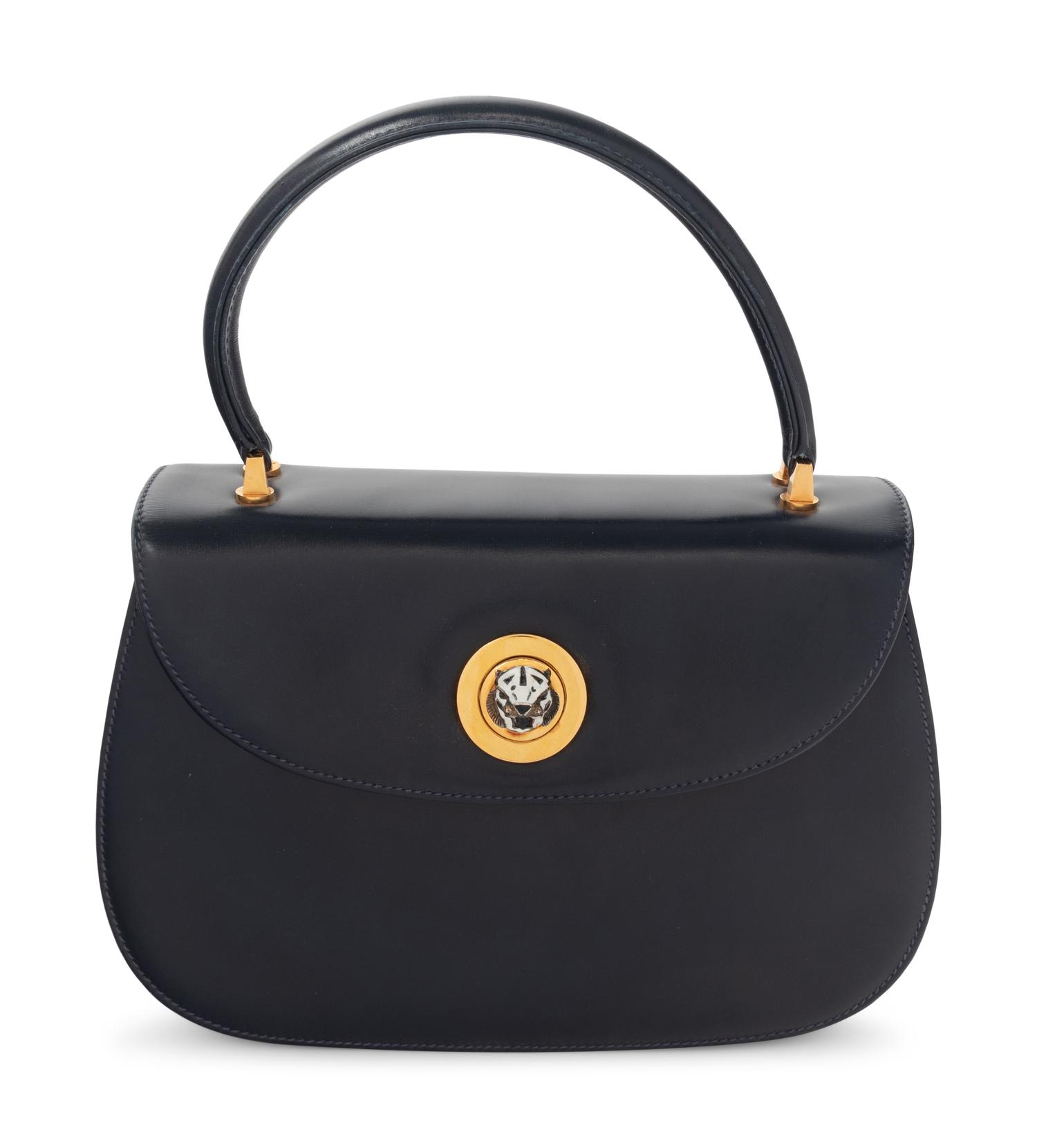 Gucci Leather Bag with Tiger Head Closure, 1970-90s