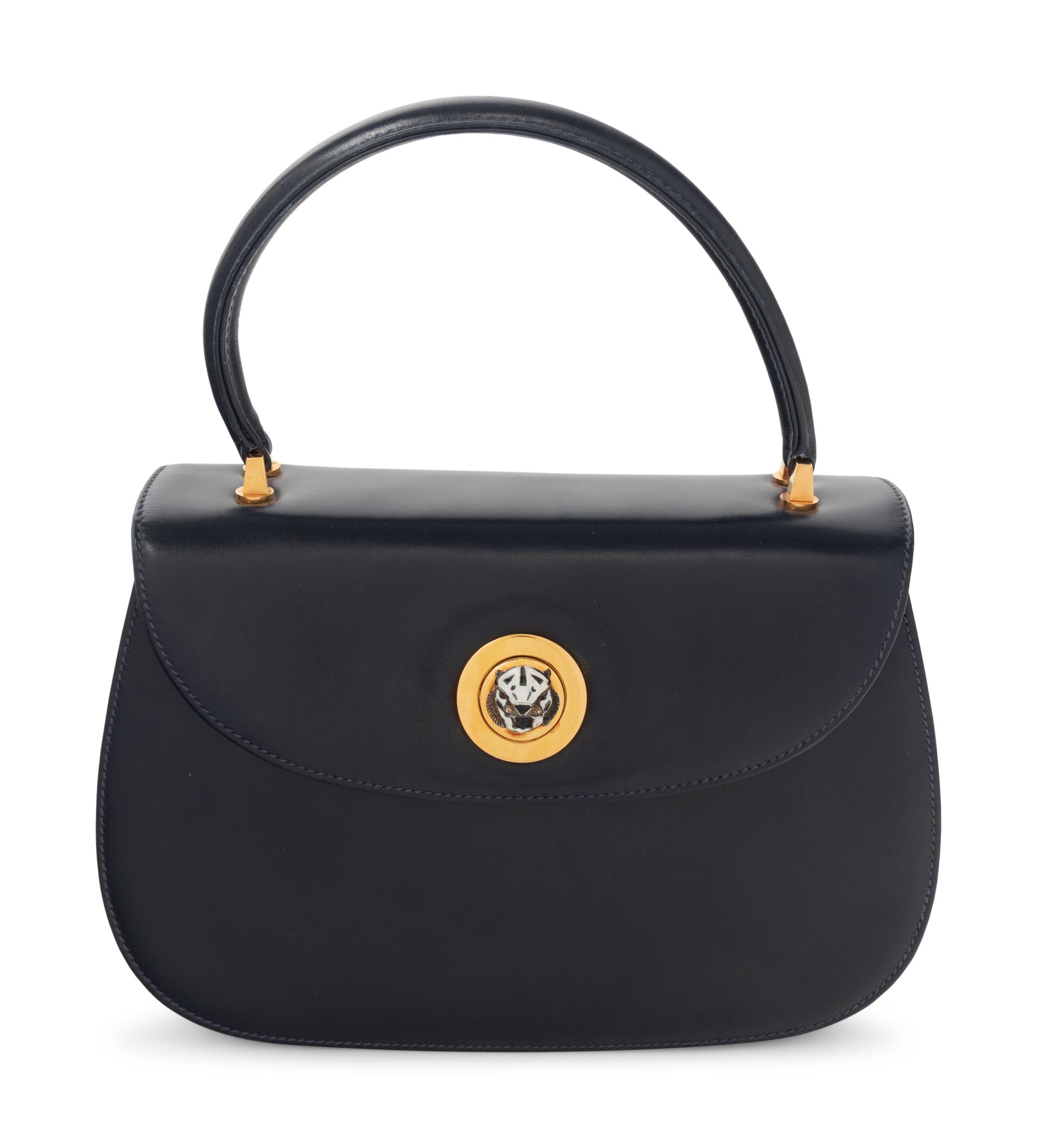 Gucci Leather Bag with Tiger Head Closure, 1970-90s