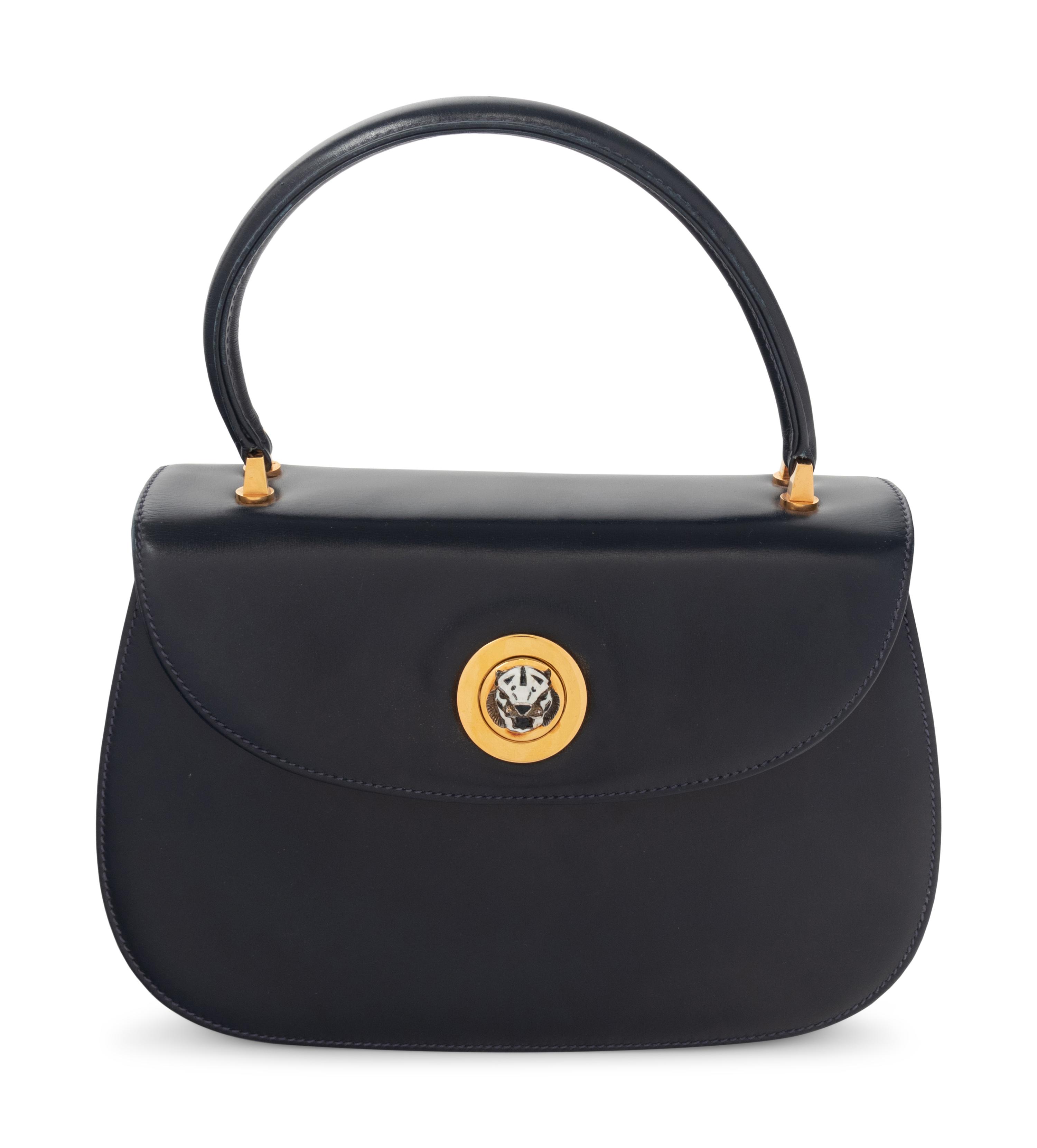 Gucci Leather Bag with Tiger Head Closure, 1970-90s