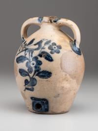 A Rare Freehand Cobalt Decorated and Incised Stoneware Cooler
