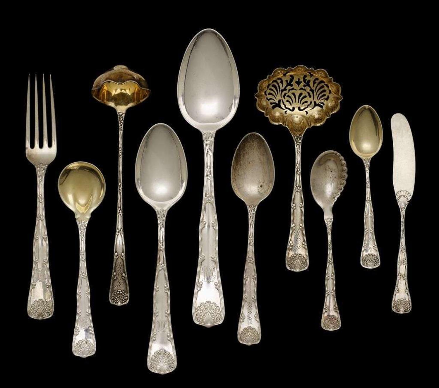Partial set of sterling silver flatware tiffany & co., new york, ny, late 19th century