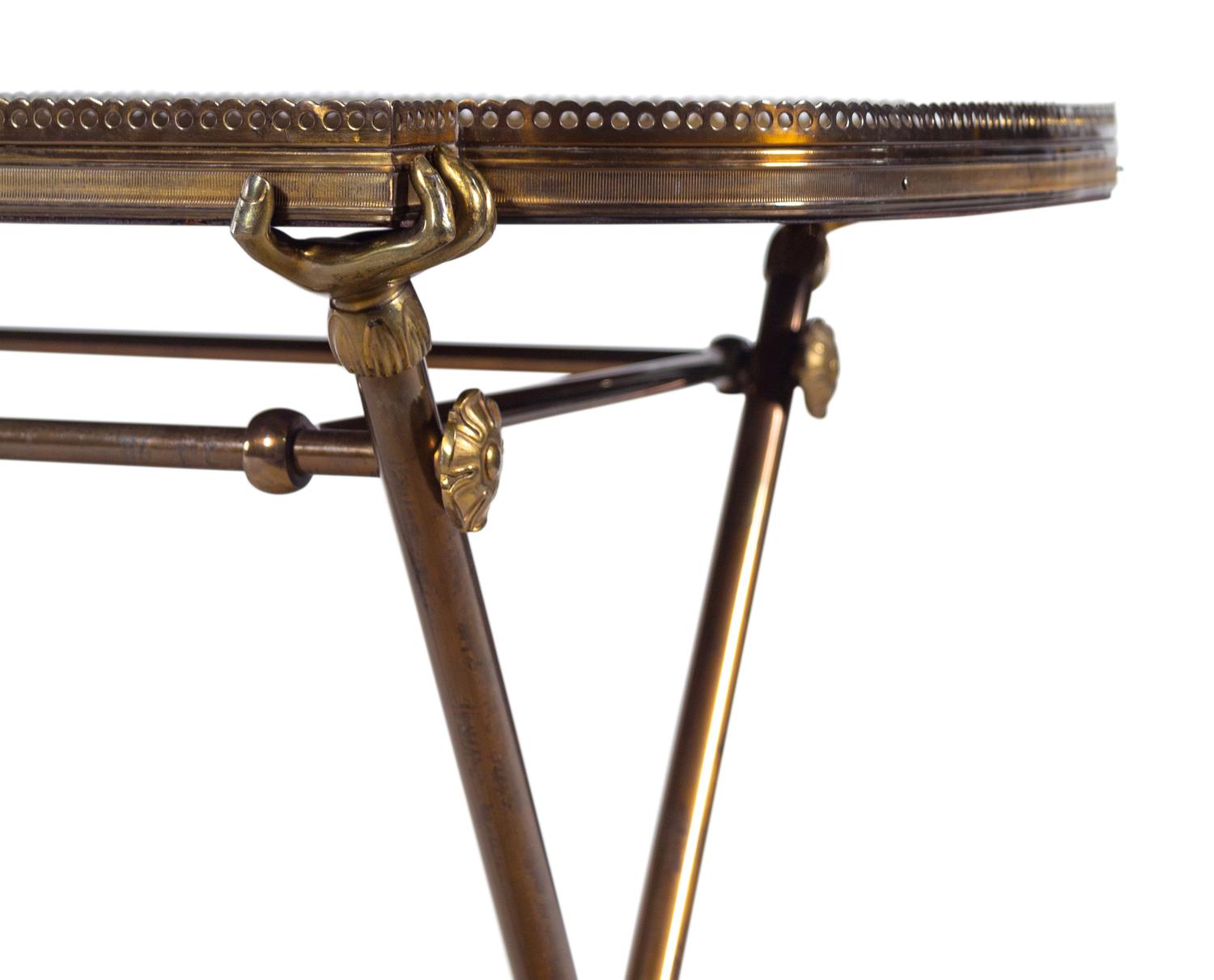 A French Brass and Mahogany Butler's Tray Table