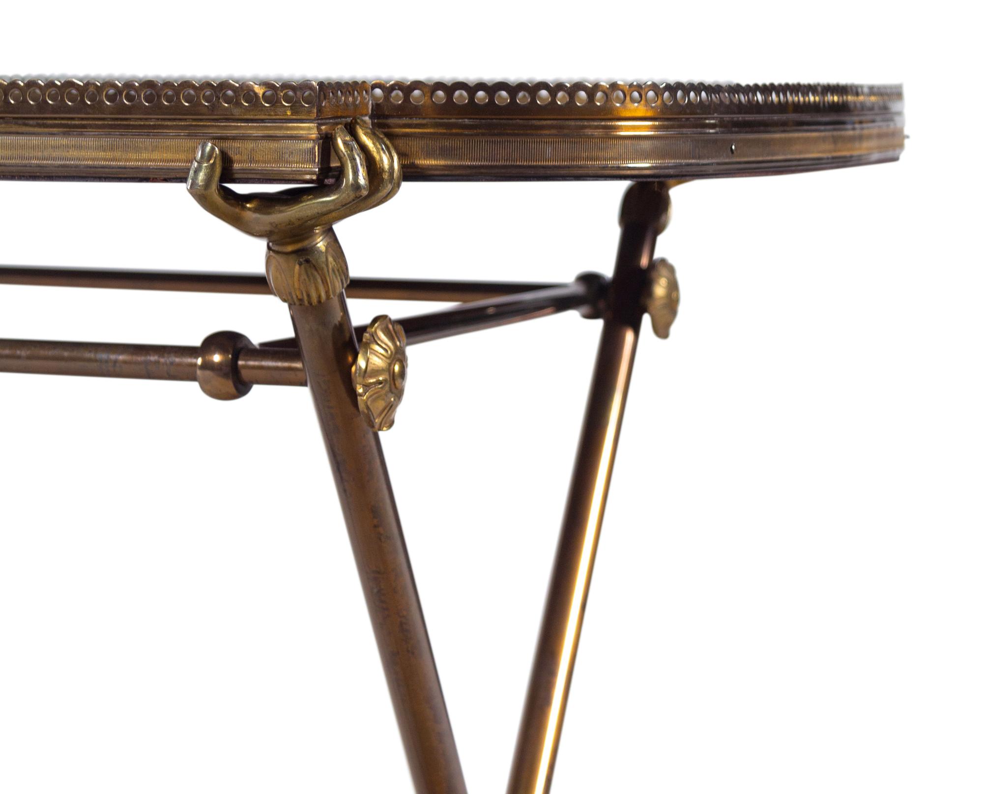 A French Brass and Mahogany Butler's Tray Table