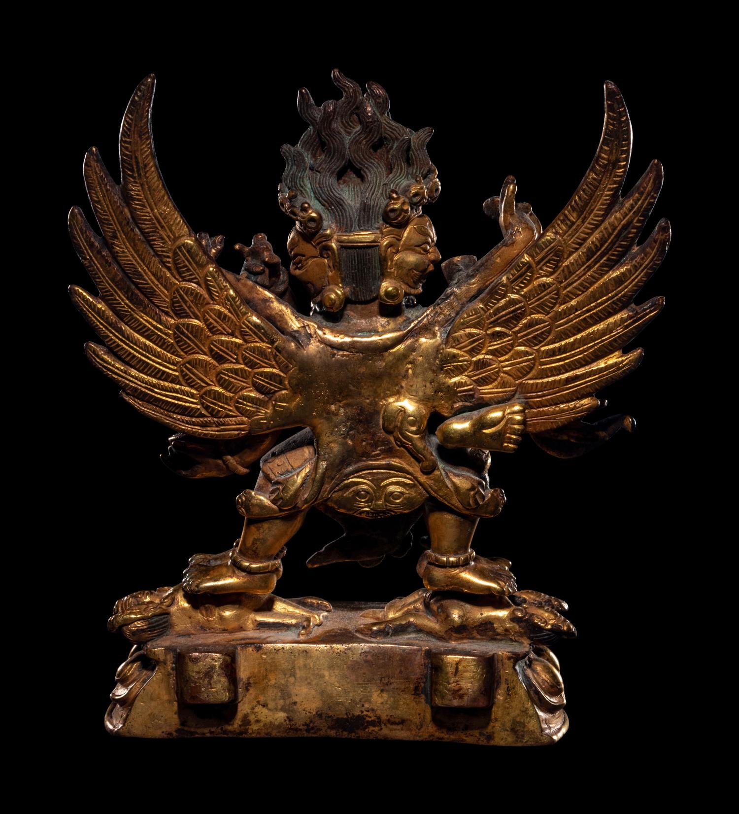 A Sino-Tibetan Gilt Bronze Figure of Hayagriva