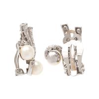 DIAMOND AND CULTURED PEARL EARCLIPS