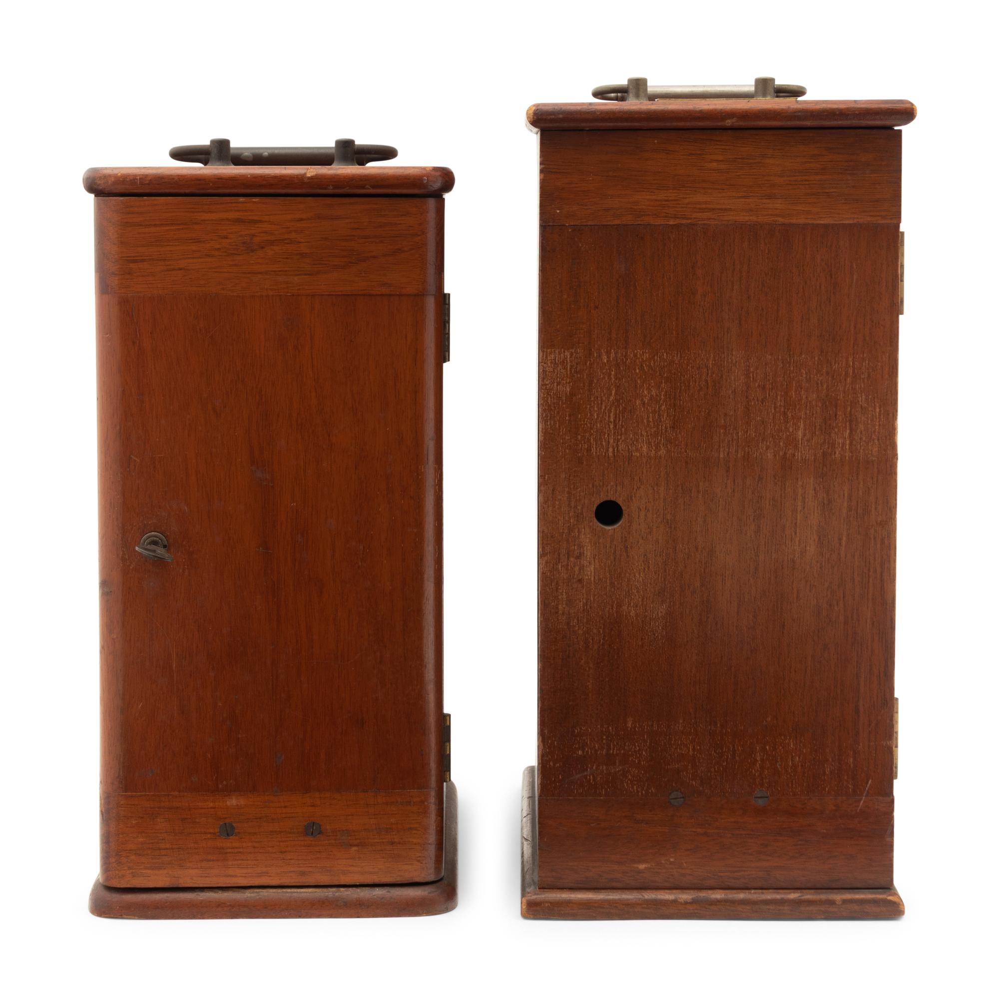 Two Bausch & Lomb Brass and Black Lacquered Microscopes