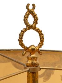A Pair of Empire Style Gilt Metal Three-Light Candelabra Lamps