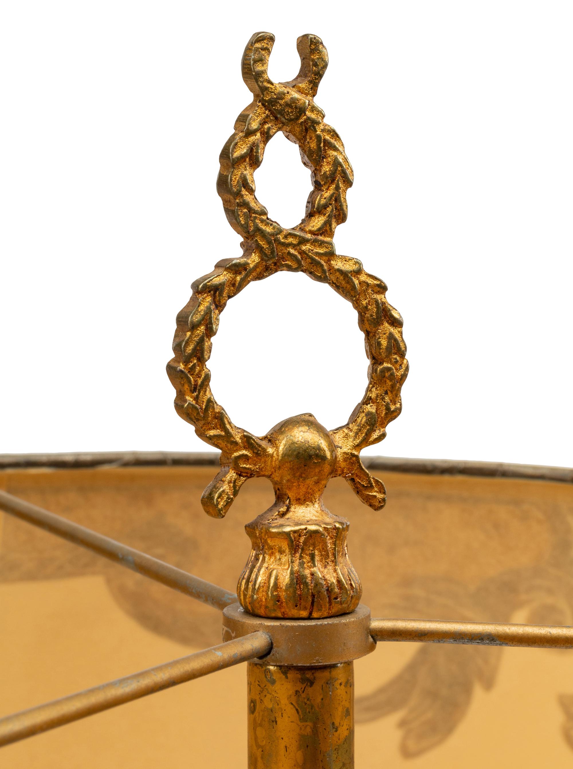 A Pair of Empire Style Gilt Metal Three-Light Candelabra Lamps