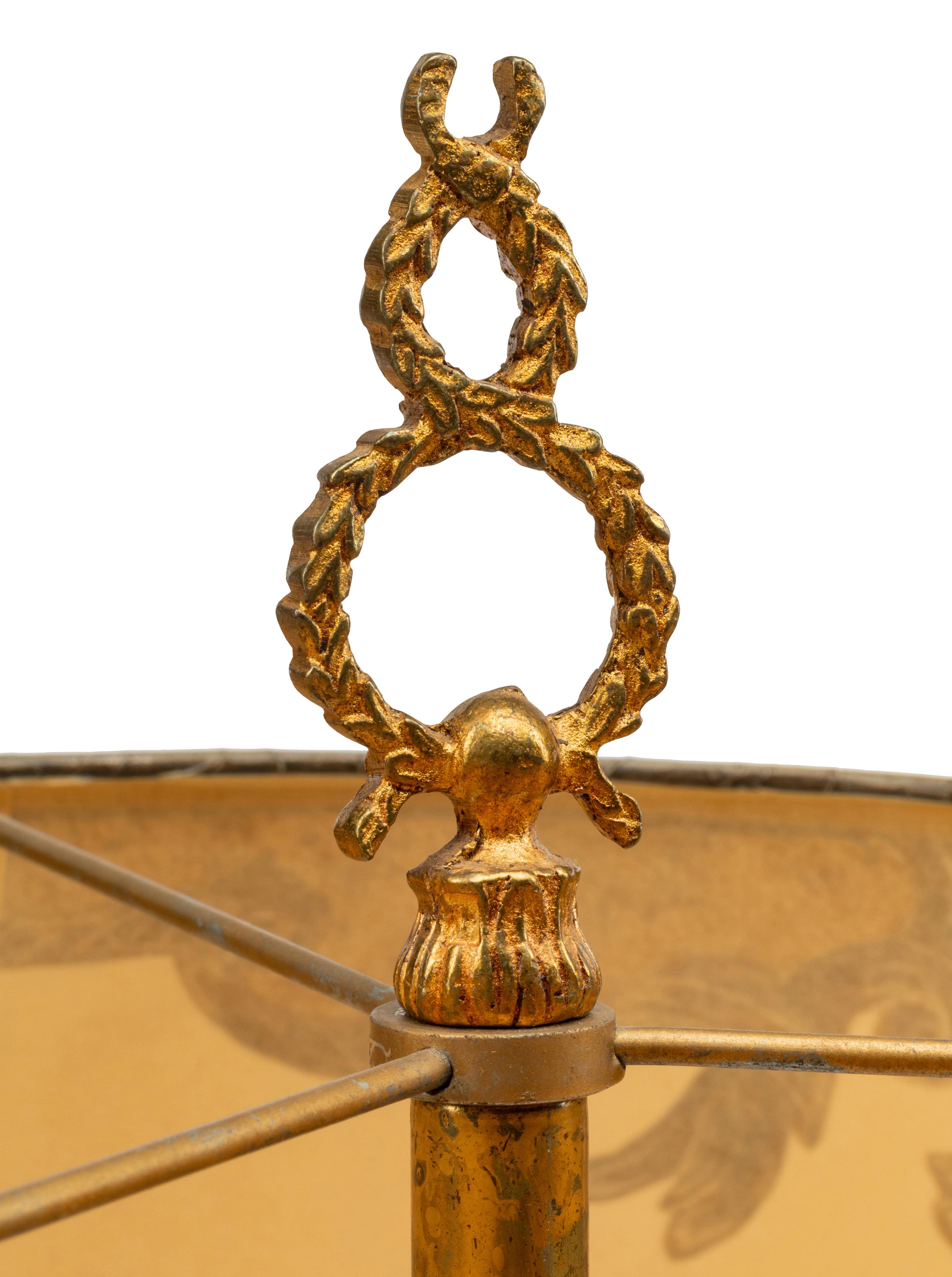 A Pair of Empire Style Gilt Metal Three-Light Candelabra Lamps