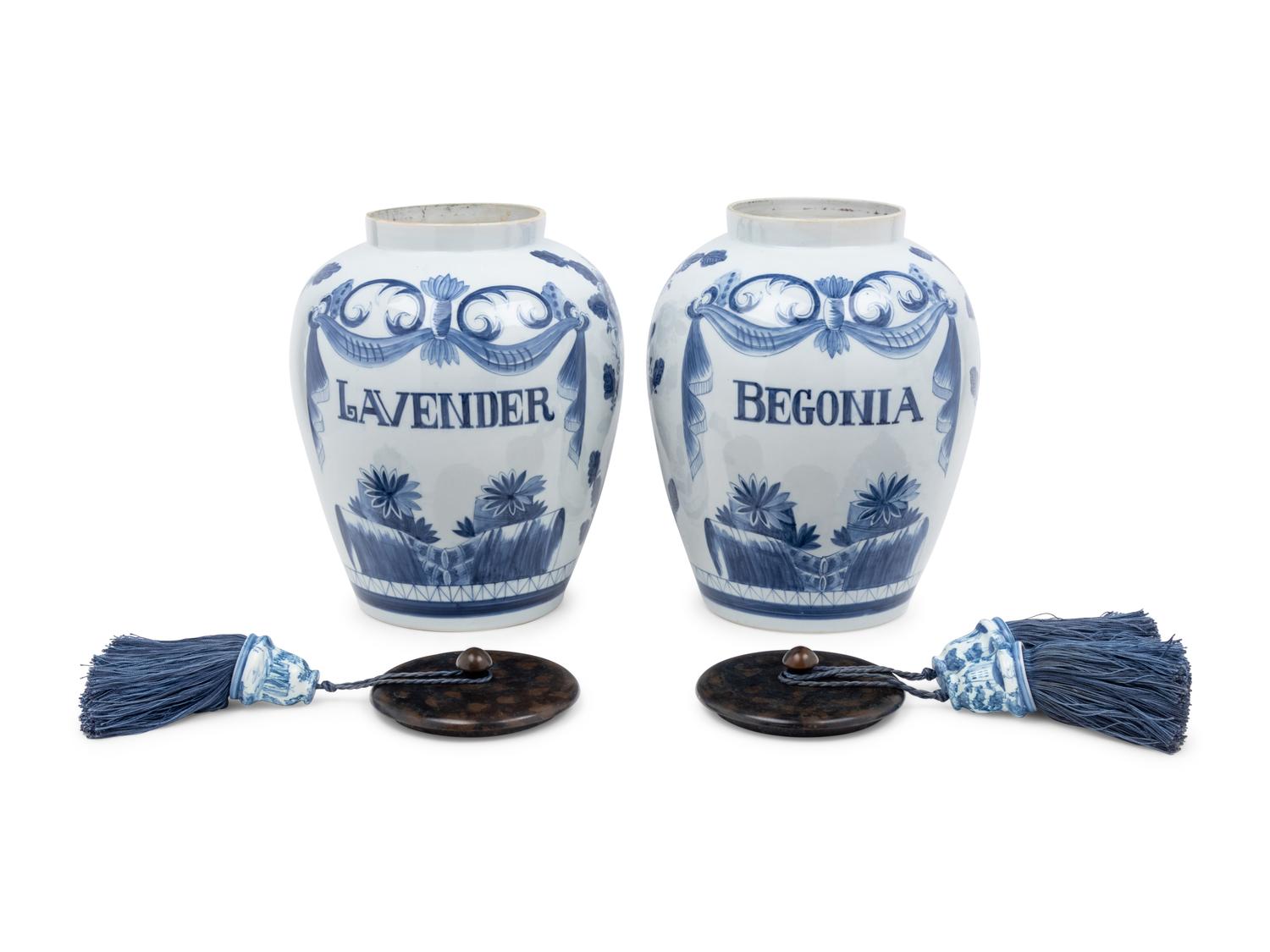 A Pair of Continental Faïence Apothecary Jars