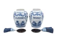 A Pair of Continental Faïence Apothecary Jars