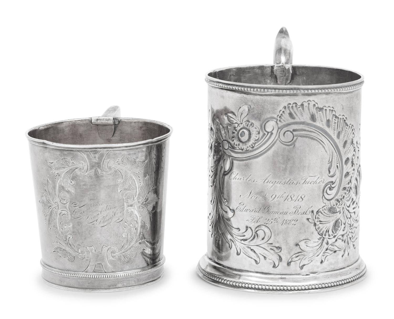 Two American Coin Silver Mugs