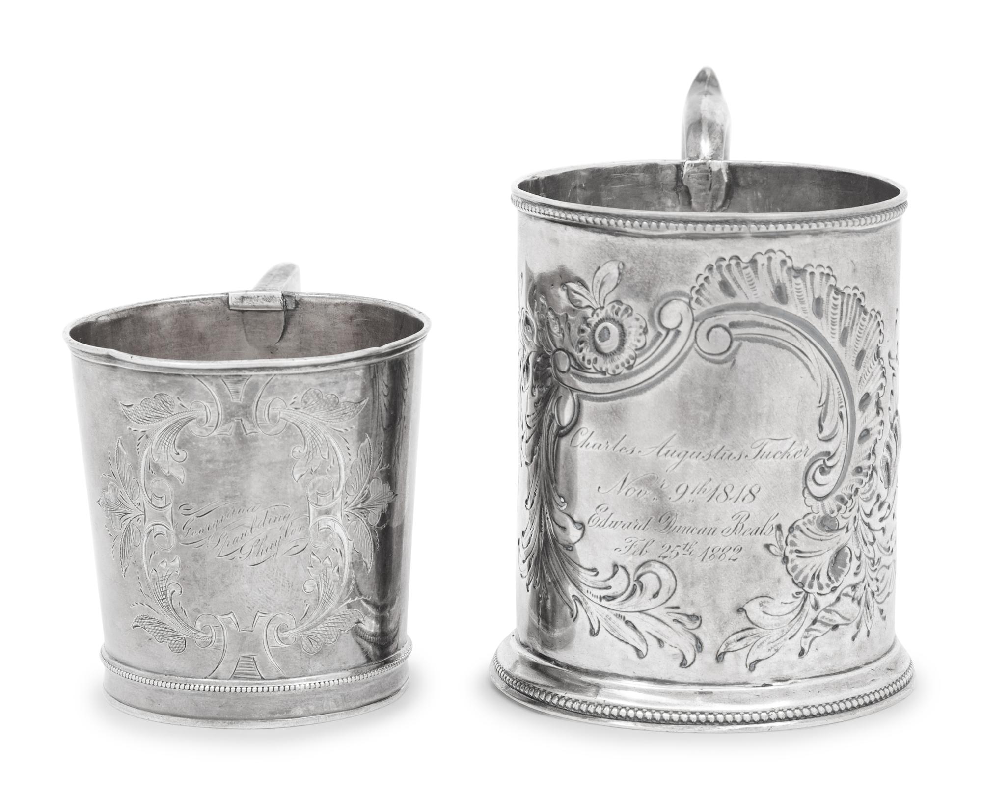 Two American Coin Silver Mugs