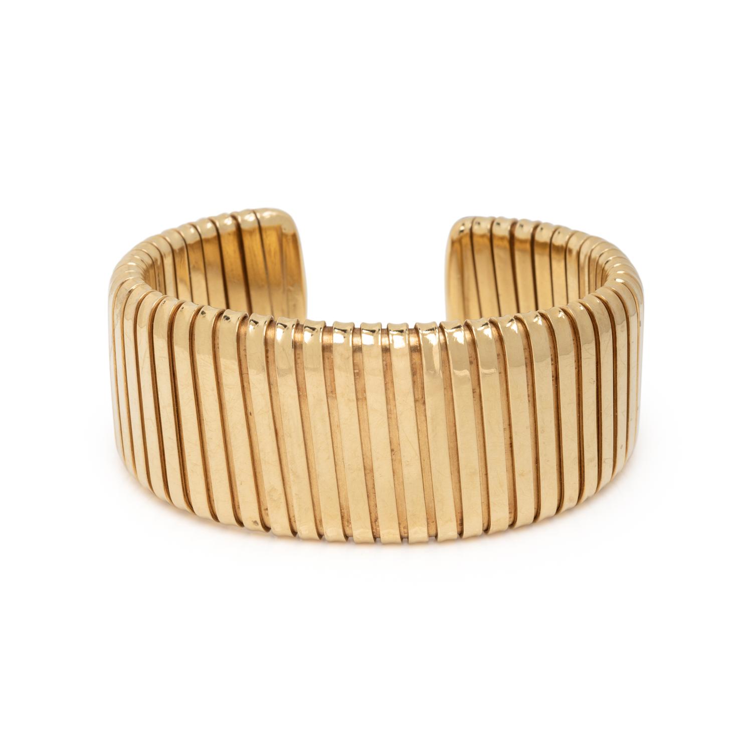 CHIMENTO, YELLOW GOLD TUBOGAS CUFF BRACELET