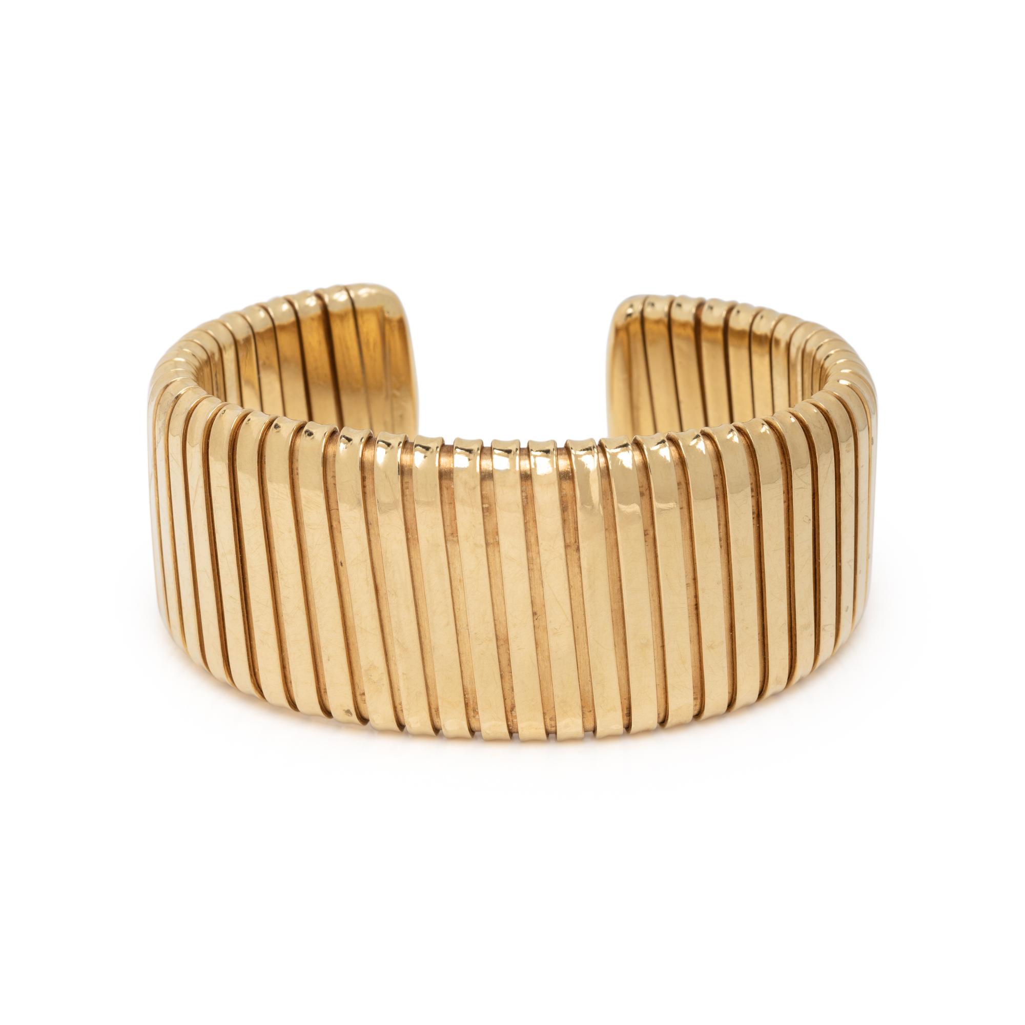 CHIMENTO, YELLOW GOLD TUBOGAS CUFF BRACELET