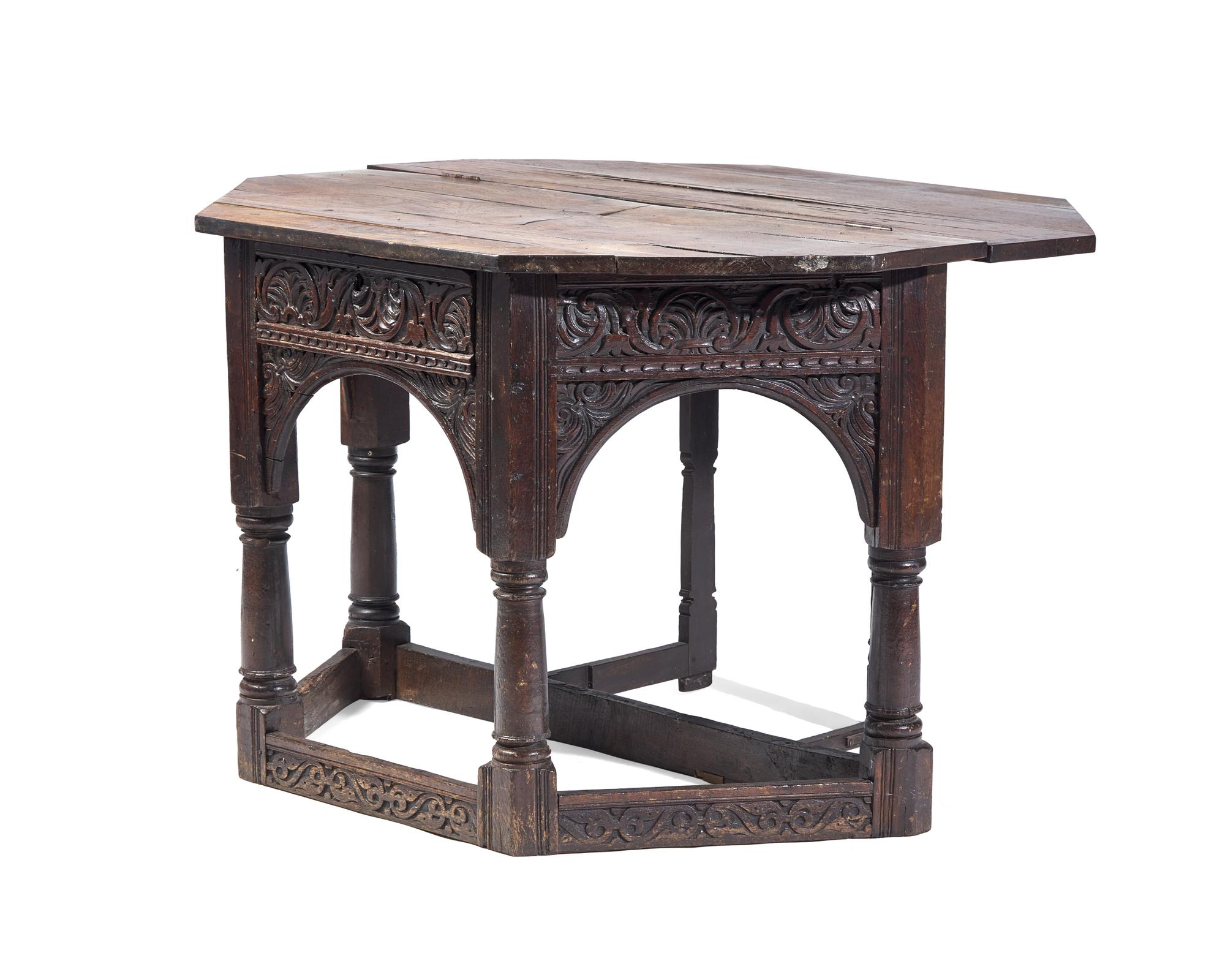 A Charles II Oak Octagonal Flip-Top Table