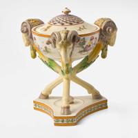 A Wedgwood Emile Lessore (1805-1876) Decorated Queensware Pastile Burner UK, circa 1870