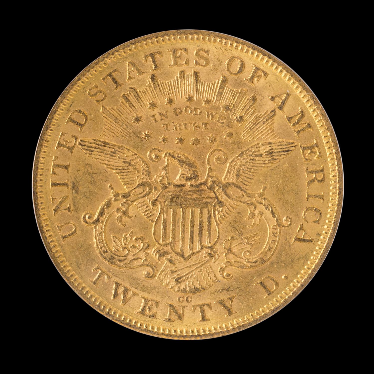 A United States 1876-CC Liberty Head $20 Gold Coin