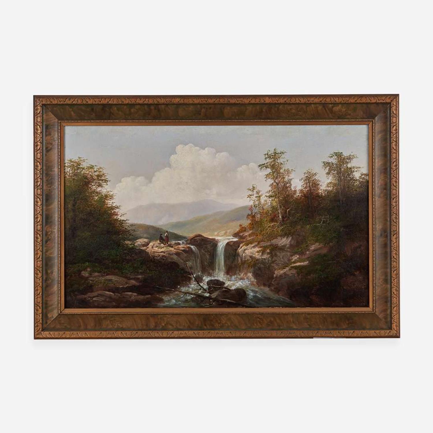 William Charles Anthony Frerichs (American, 1829 - 1905) Couple by a Waterfall