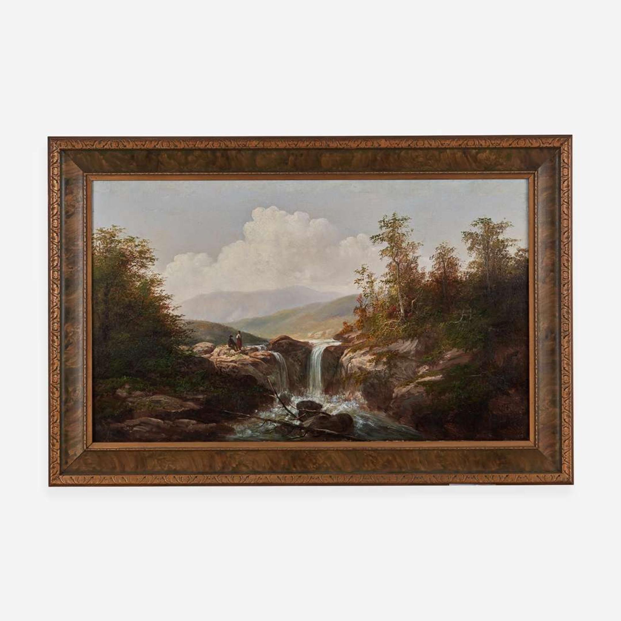 William Charles Anthony Frerichs (American, 1829 - 1905) Couple by a Waterfall