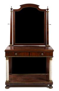 A Regency Marble and Gilt Metal Mounted Mahogany Dressing Table Height 71 x width 40 1/2 x depth 17 3/4 inches. — FIRST QUARTER 19TH CENTURY