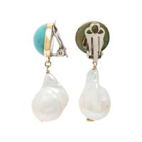 TURQUOISE AND BAROQUE CULTURED PEARL EARRINGS