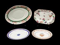 Three Chinese Export Porcelain Chargers and a Tureen Stand