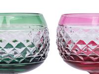 A Set of Eight Val St. Lambert Colored and Cut Glass Wine Hocks