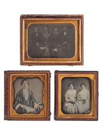 [EARLY PHOTOGRAPHY]. A group of 13 cased images featuring sitters holding fans, including: