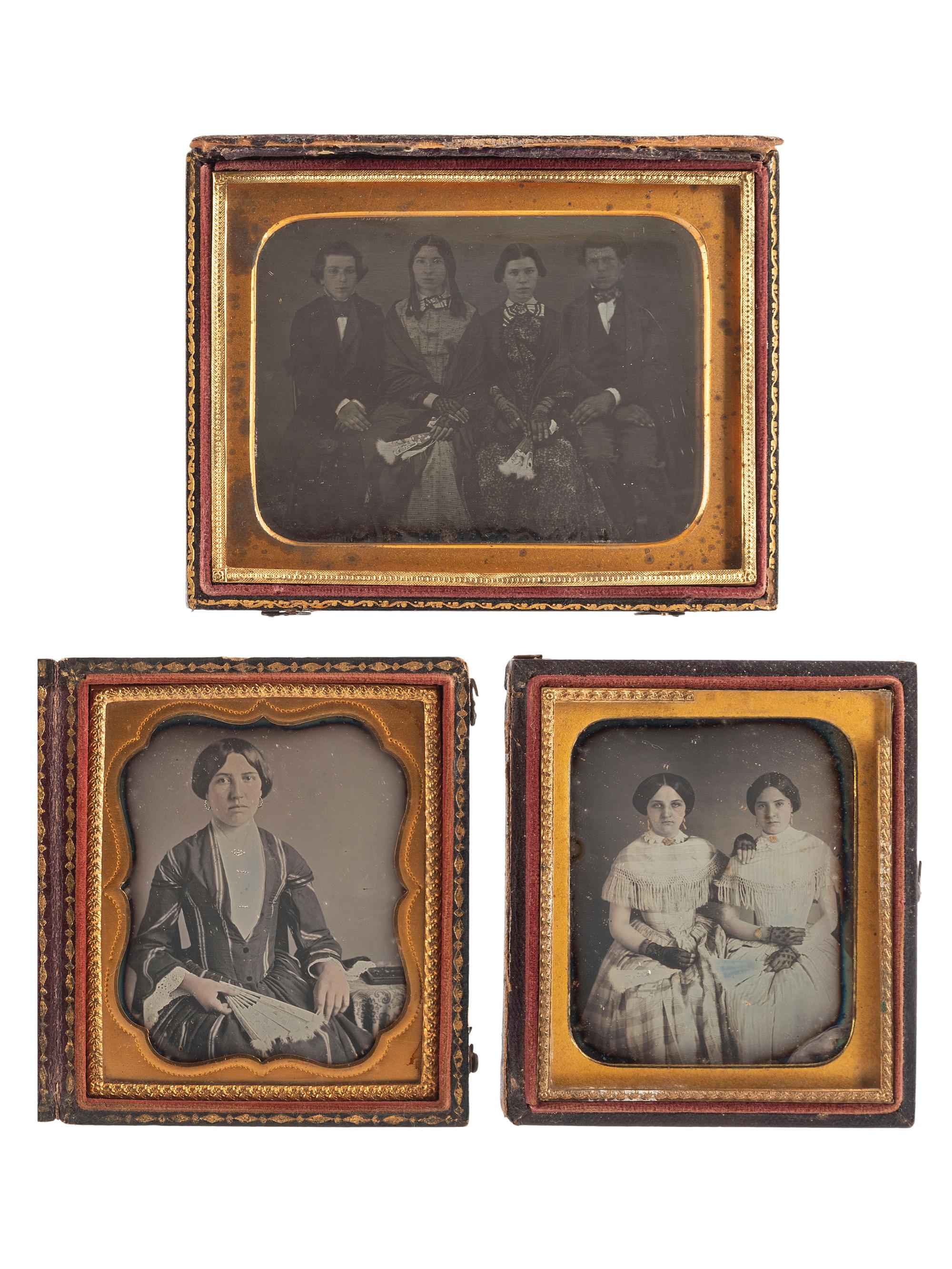[EARLY PHOTOGRAPHY]. A group of 13 cased images featuring sitters holding fans, including: