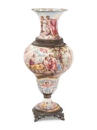 A Viennese Silver Mounted Enamel on Copper Vase