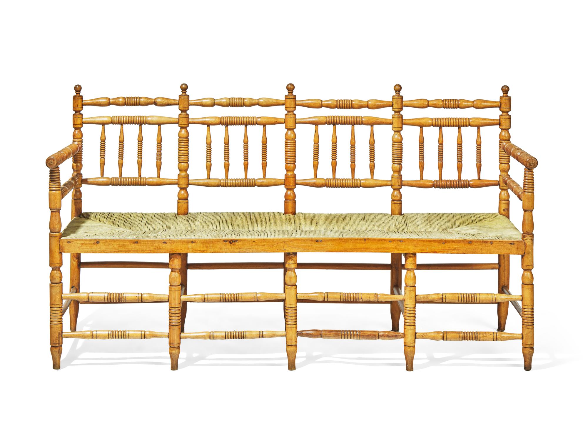 A Late Classical Spindle-Back Rush-Seat Bench