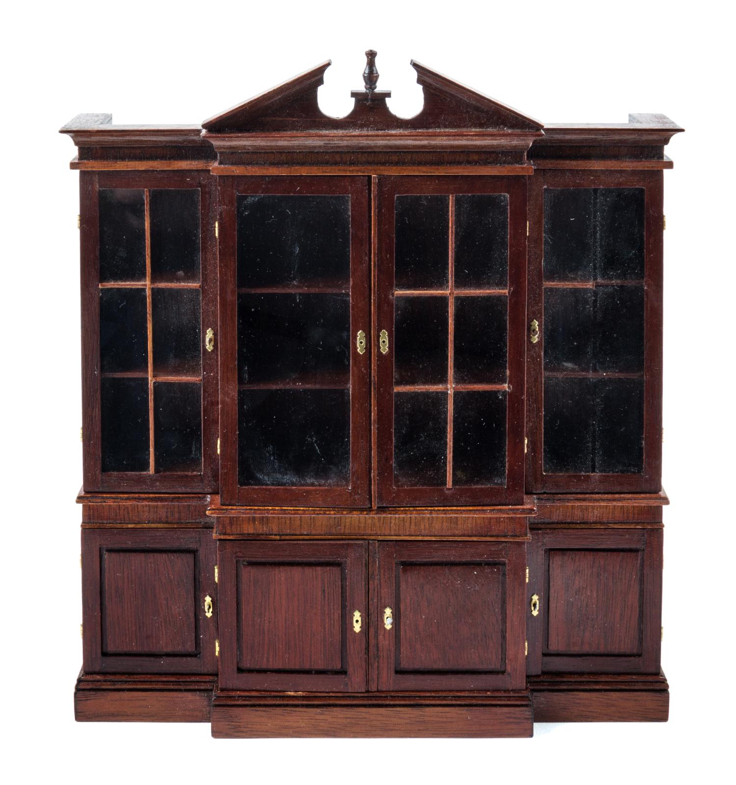 A George III Style Mahogany Breakfront Bookcase Height 7 1/2 x width 6 5/8 x depth 1 5/8 inches. — Dennis Jenvey, 1994