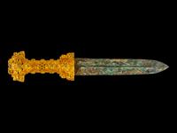 A Chinese Archaistic Bronze Sword with Gilt Bronze Handle