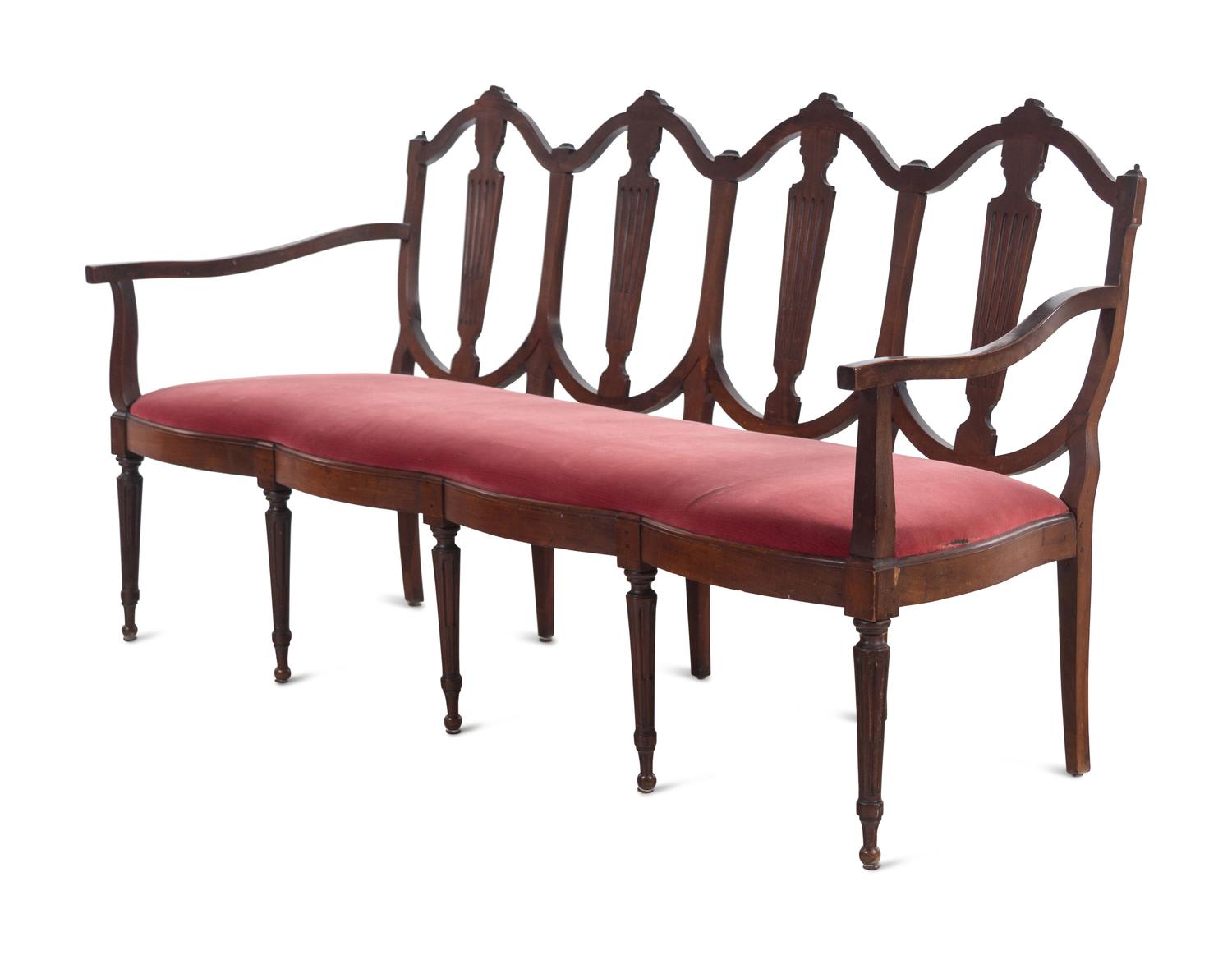 A Classical Style Mahogany Quadruple-Back Settee