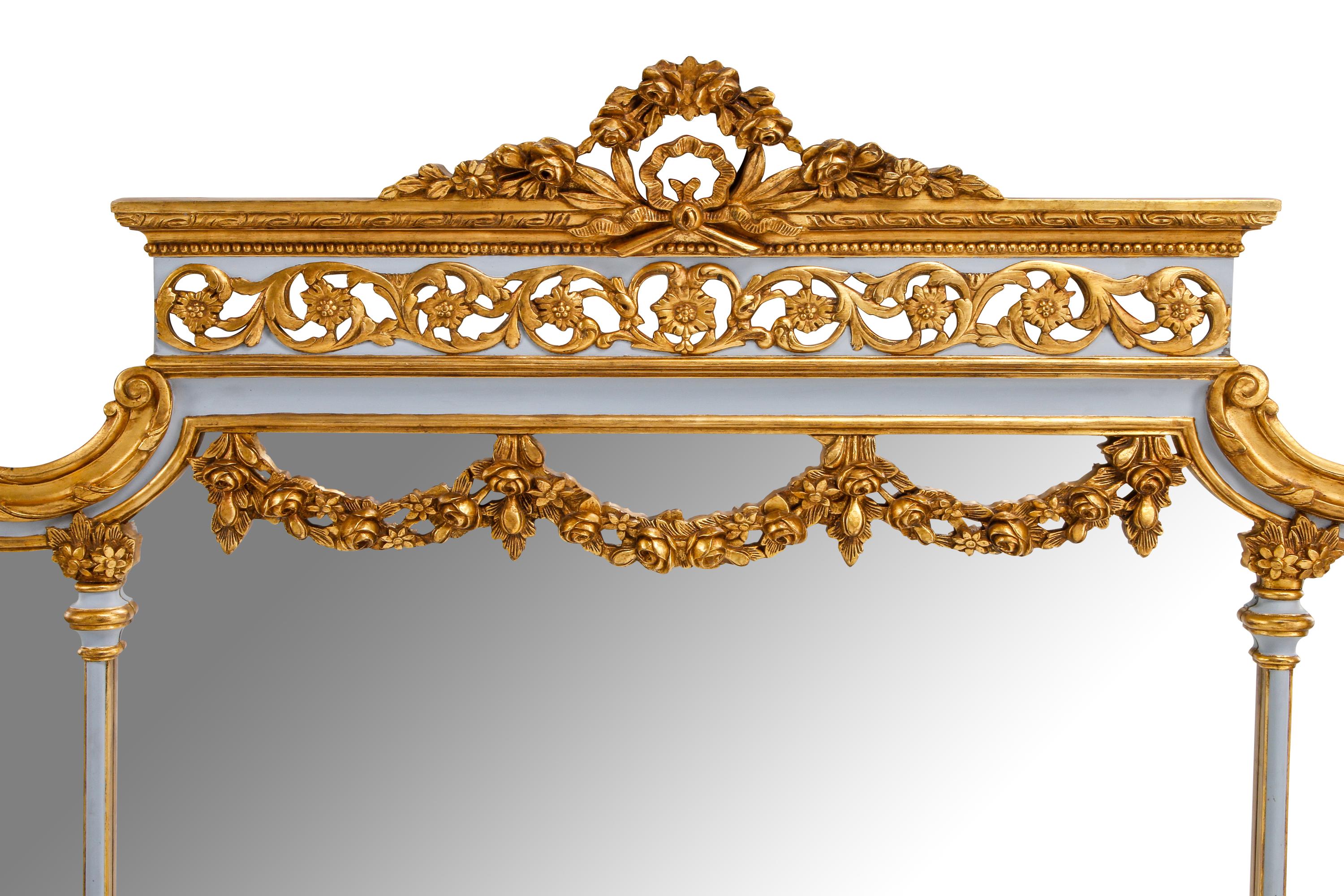 An Italian Painted and Parcel Gilt Overmantel Mirror