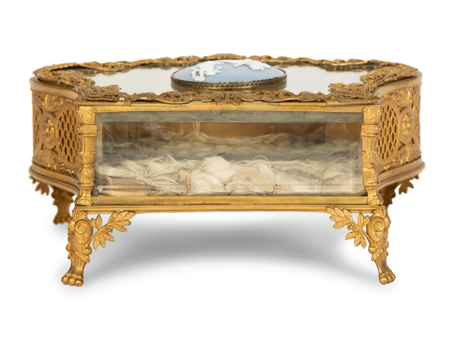 A French Gilt Metal Jewelry Casket