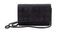 A Chanel Black Canvas Travel Line Wallet on a Chain, 7 x 5 1/2 x 1 inches.