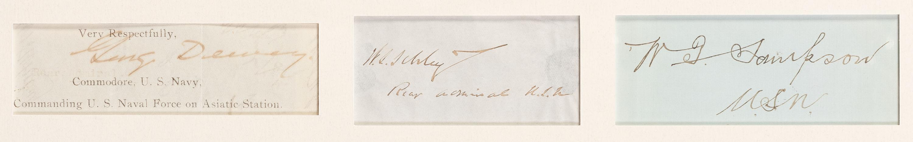 [CIVIL WAR - SPANISH AMERICAN WAR]. 9 autographs of Naval officers and generals, incl. ANDERSON.