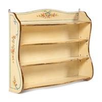 A Venetian Style Painted and Parcel-Gilt Slant-Front Bureau and Matching Hanging Vitrine