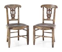 A Pair of Italian Neoclassical Painted Side Chairs