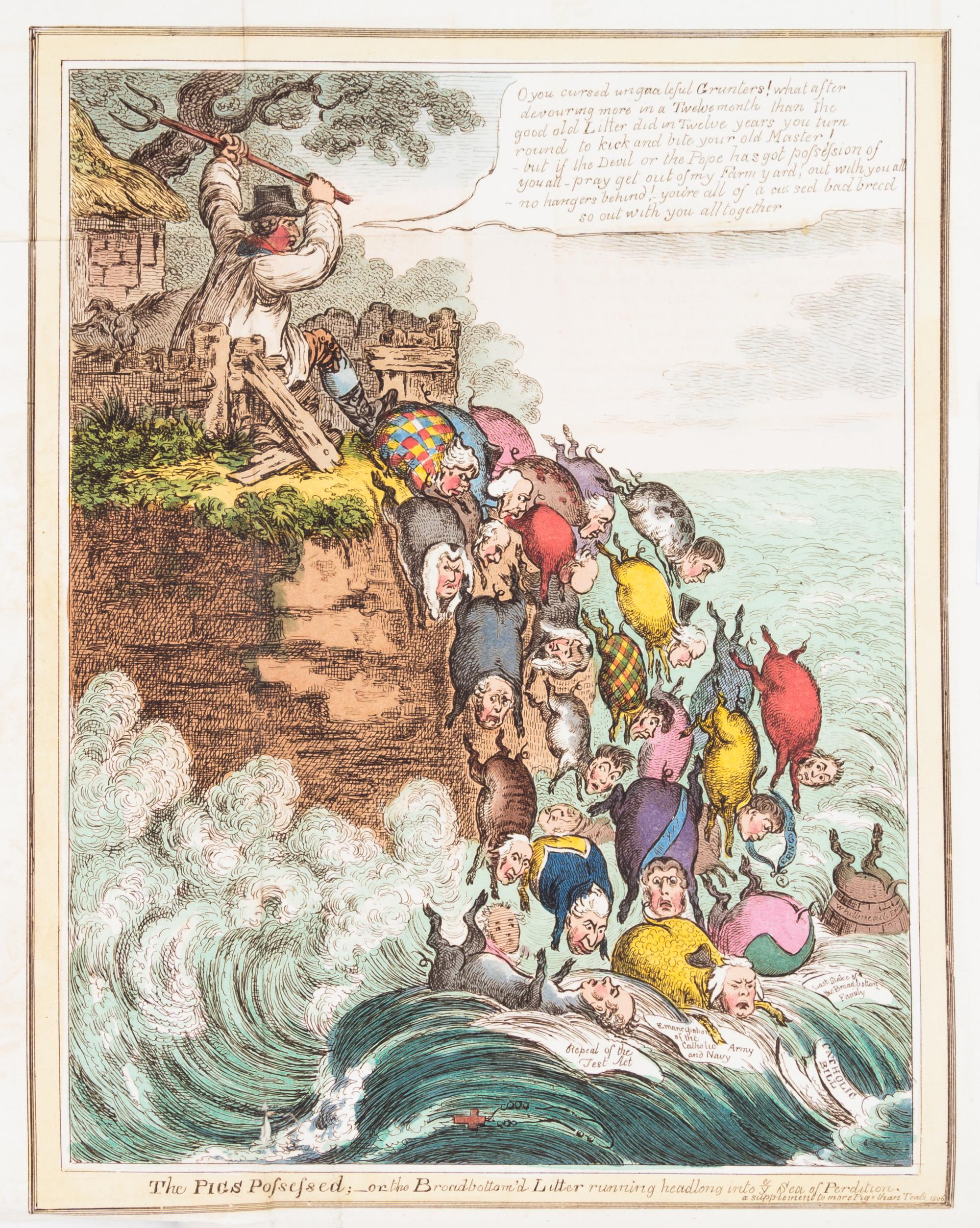 GILLRAY, JAMES. [The Caricatures of Gillray.] London, [1818] With 85 hand-colored plates.