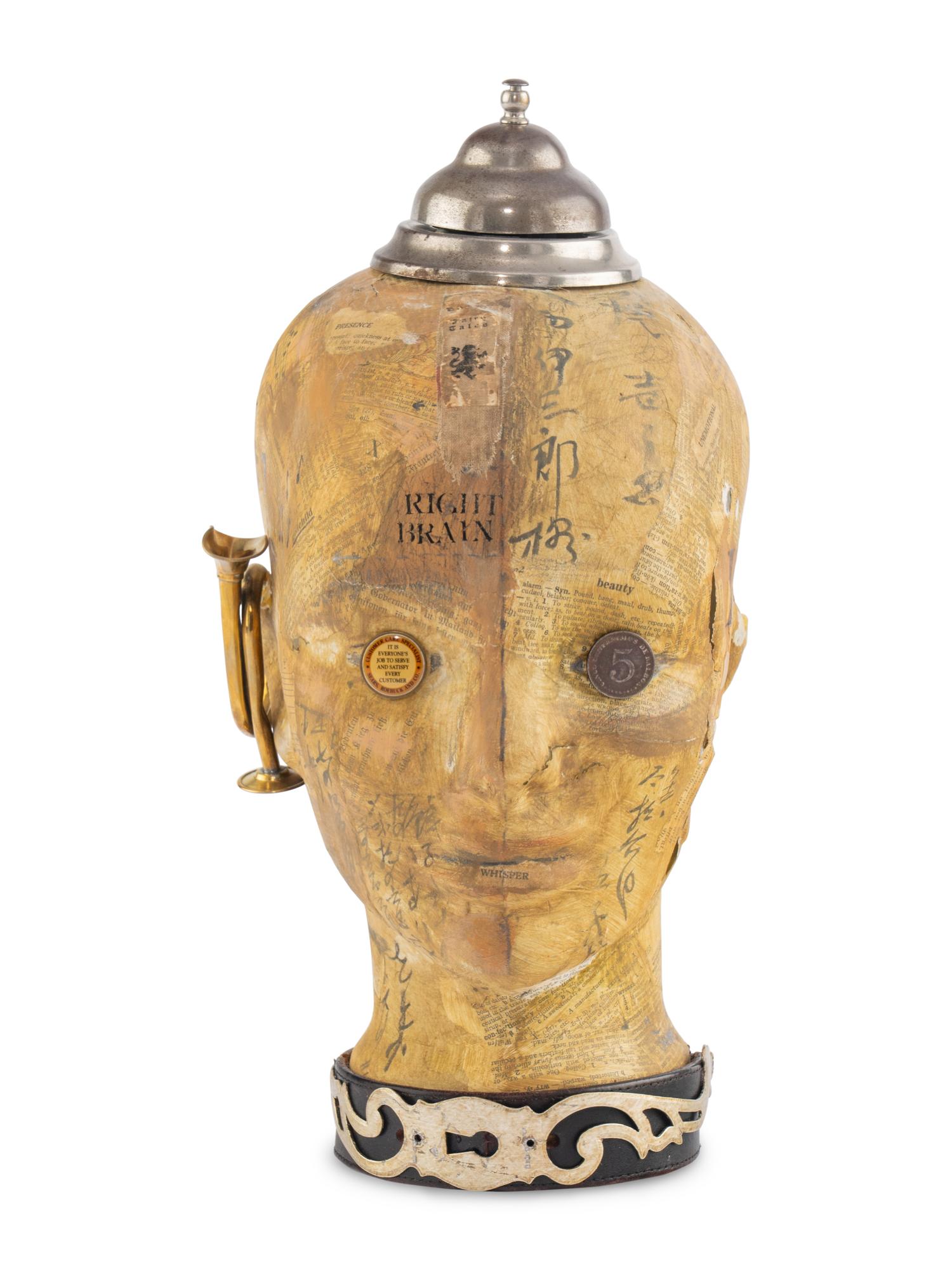 A Glass and Papier-Mâché Service Bell Sculpture