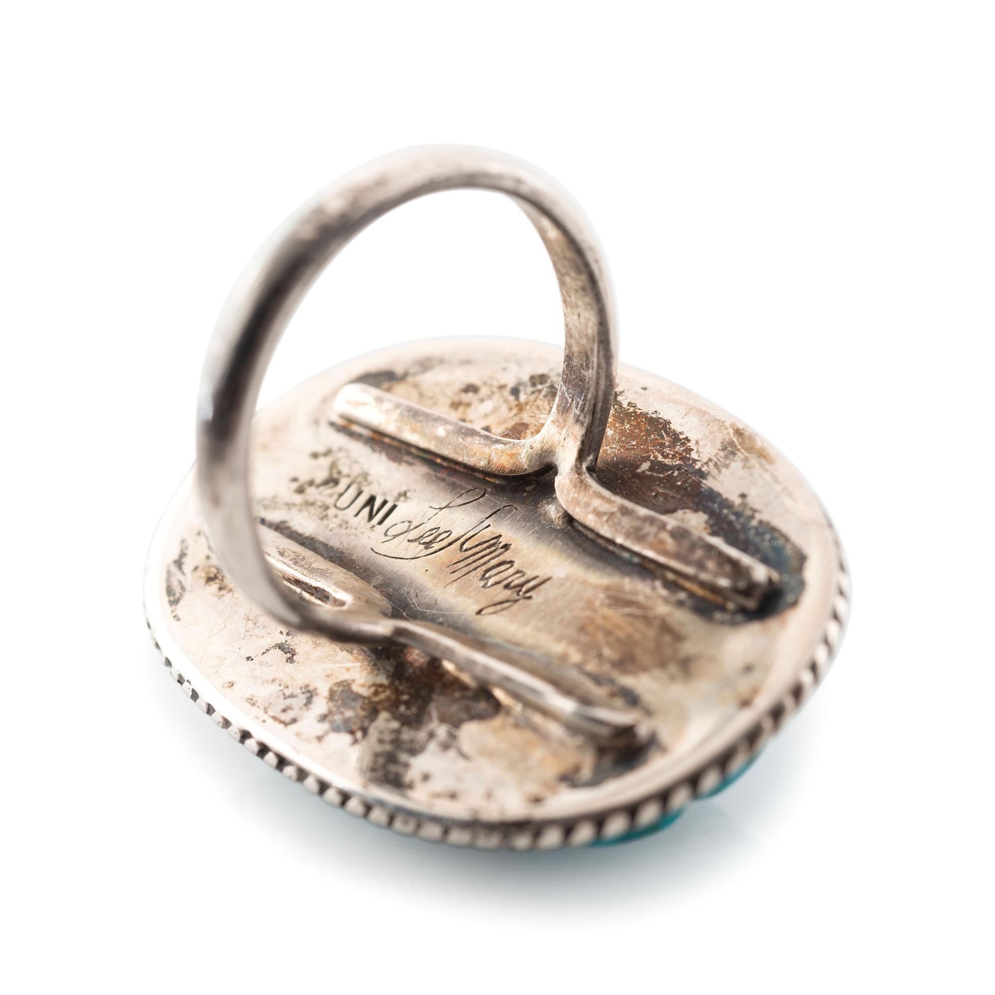 Award Winning Silver and Cobblestone Inlay Turquoise Ring, PLUS