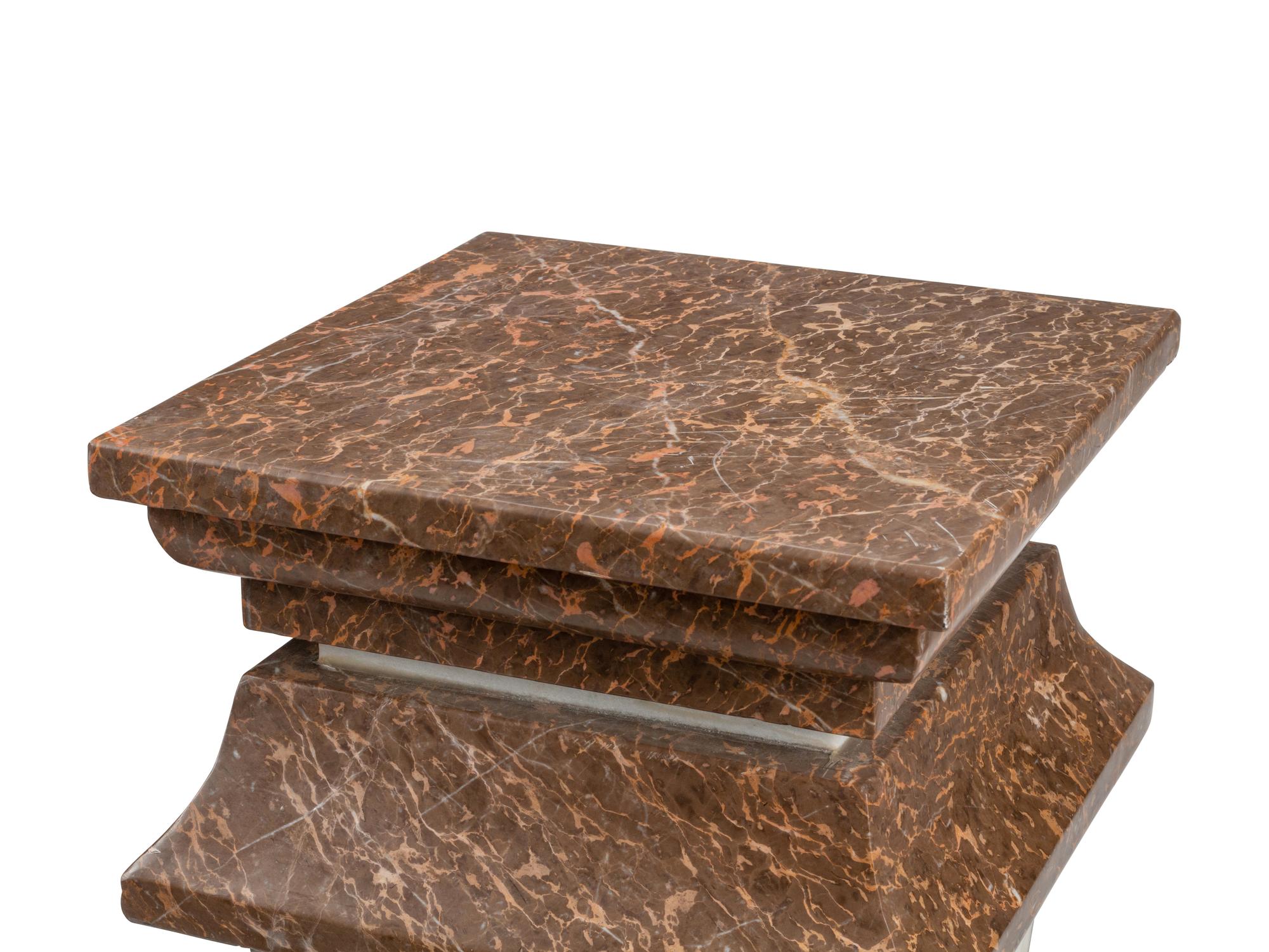 A Pair of Continental Bi-Color Marble Pedestals
